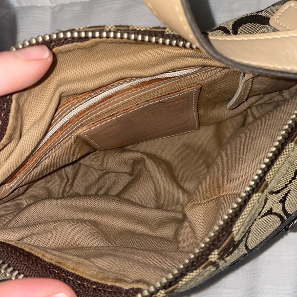 Coach shoulder bag (tan) Ruler shown for measurement. - Picture 2 of 3